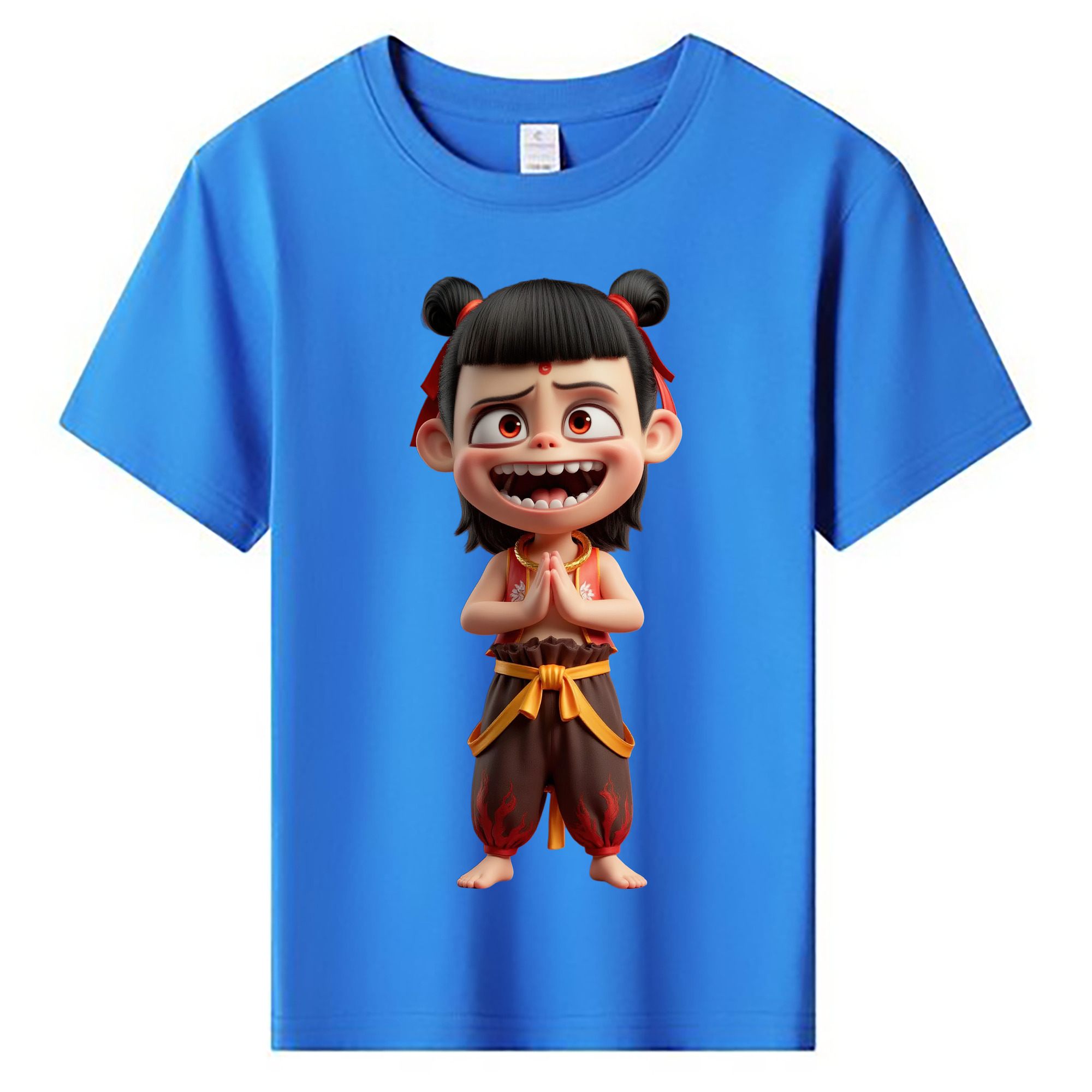 （画像用） Ne Zha 2 ナタ 魔童の大暴れ 綿100％キッズTシャツ（フロントプリント）